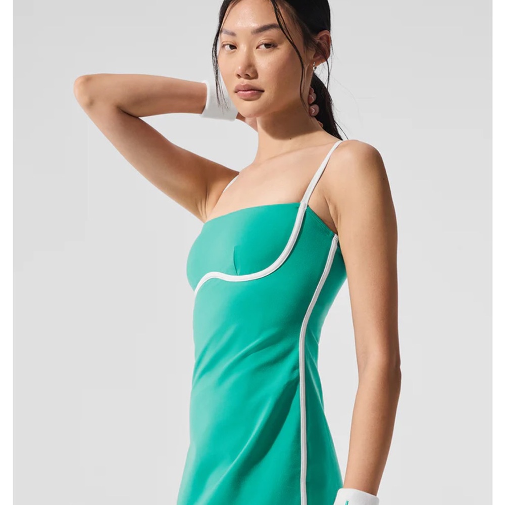 ALO Yoga Green Dress with White Trim